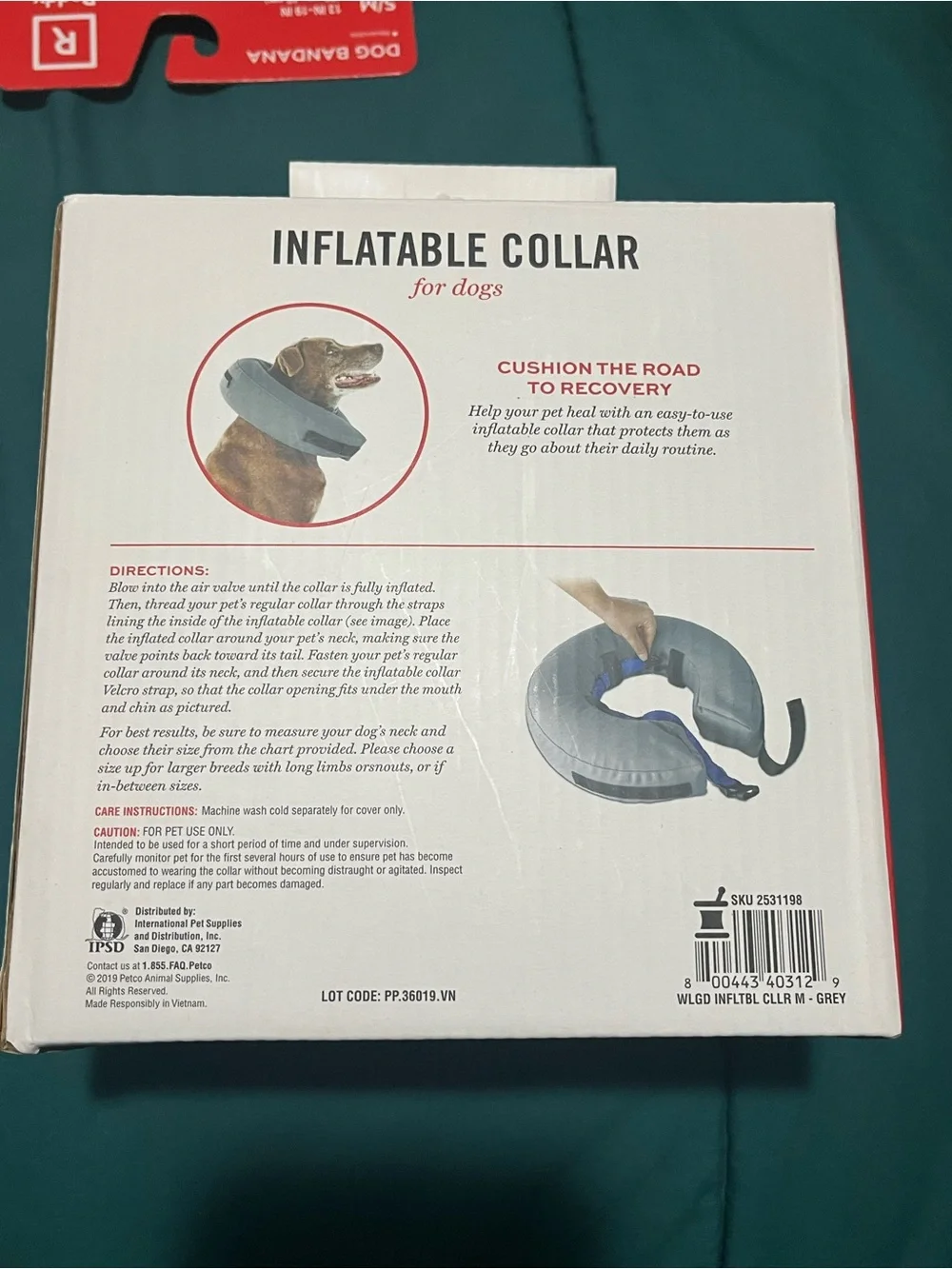 Inflatable Dog Recovery Collar - Medium, Gray